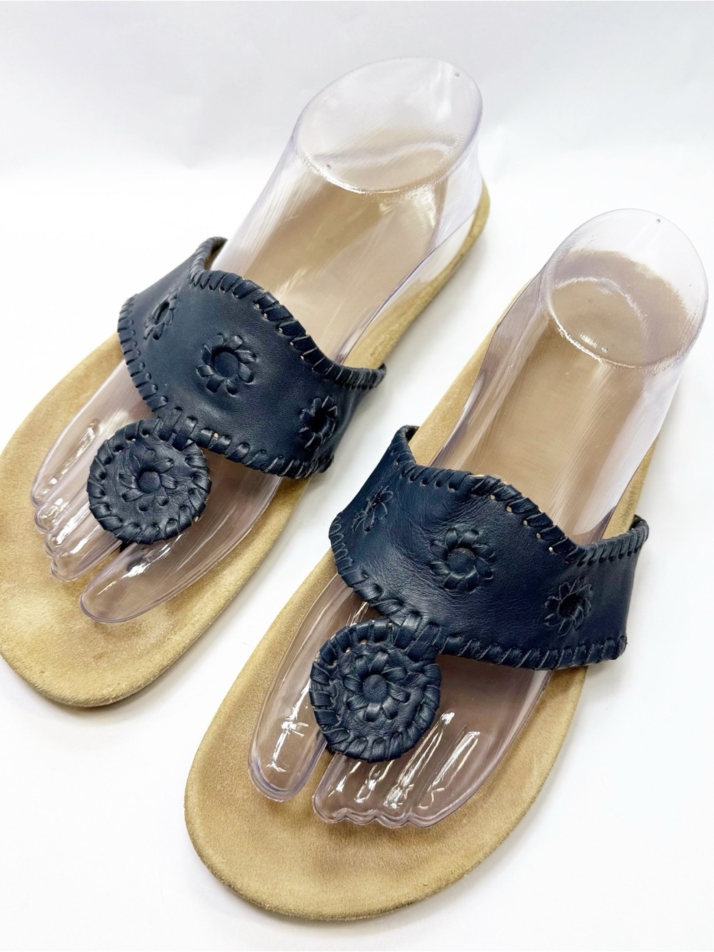 Jack Rogers Atwood Leather Braided Toe-Post Sandals size 10M